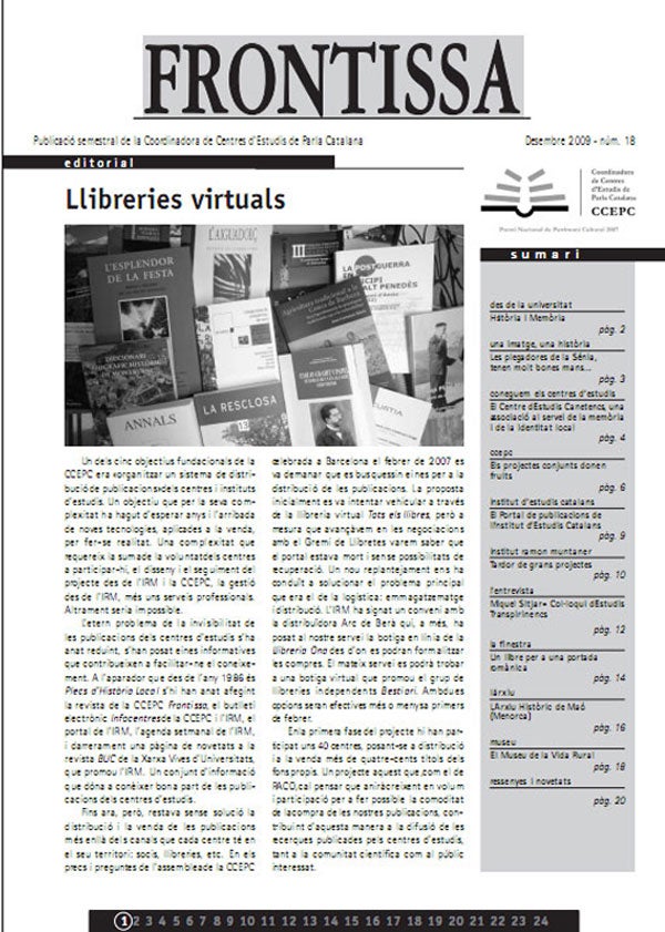 Frontissa i els Plecs d’Història Local de la CCPEC