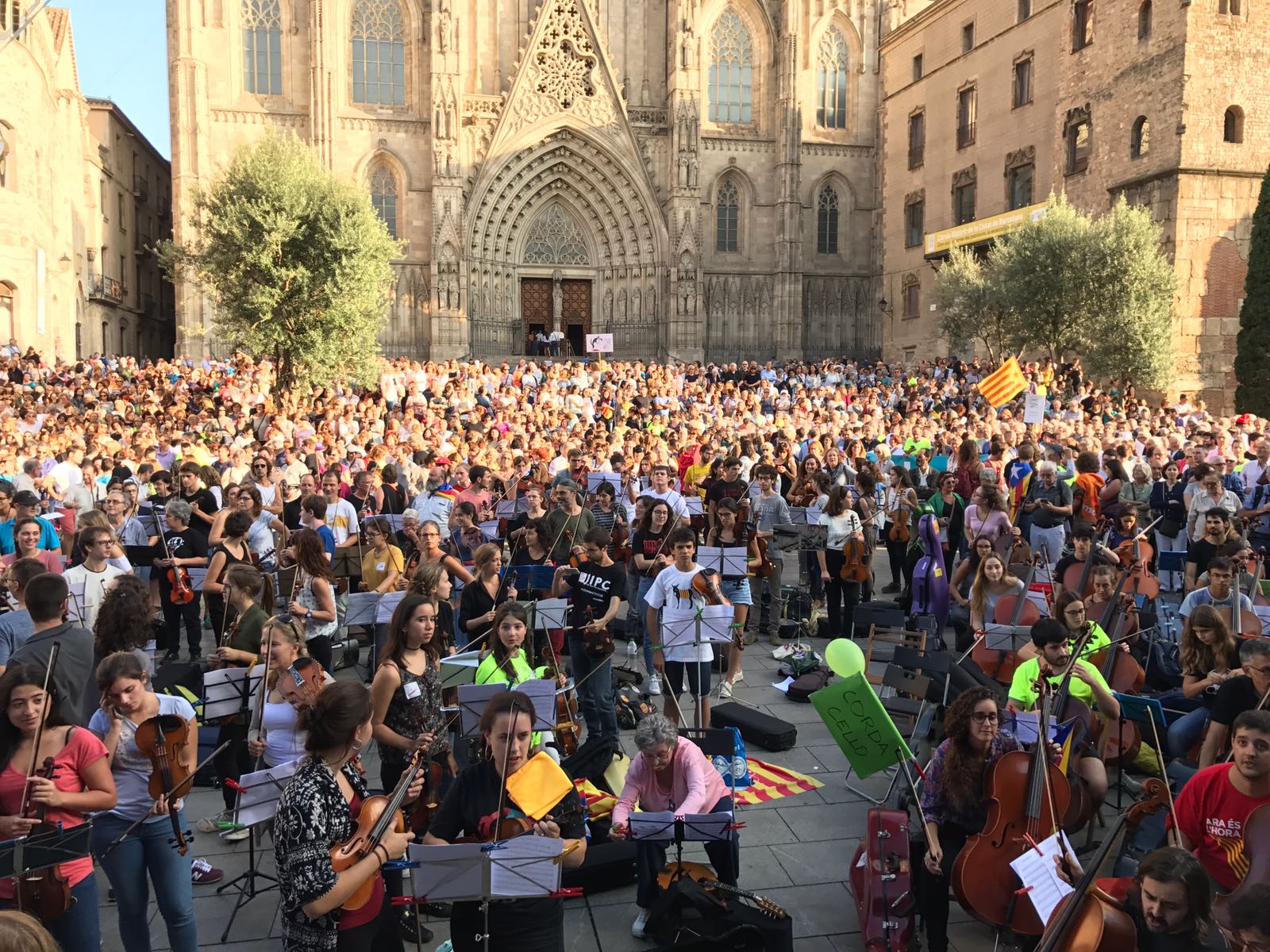 Una concentració de músics reivindica el dret a votar l'1-O