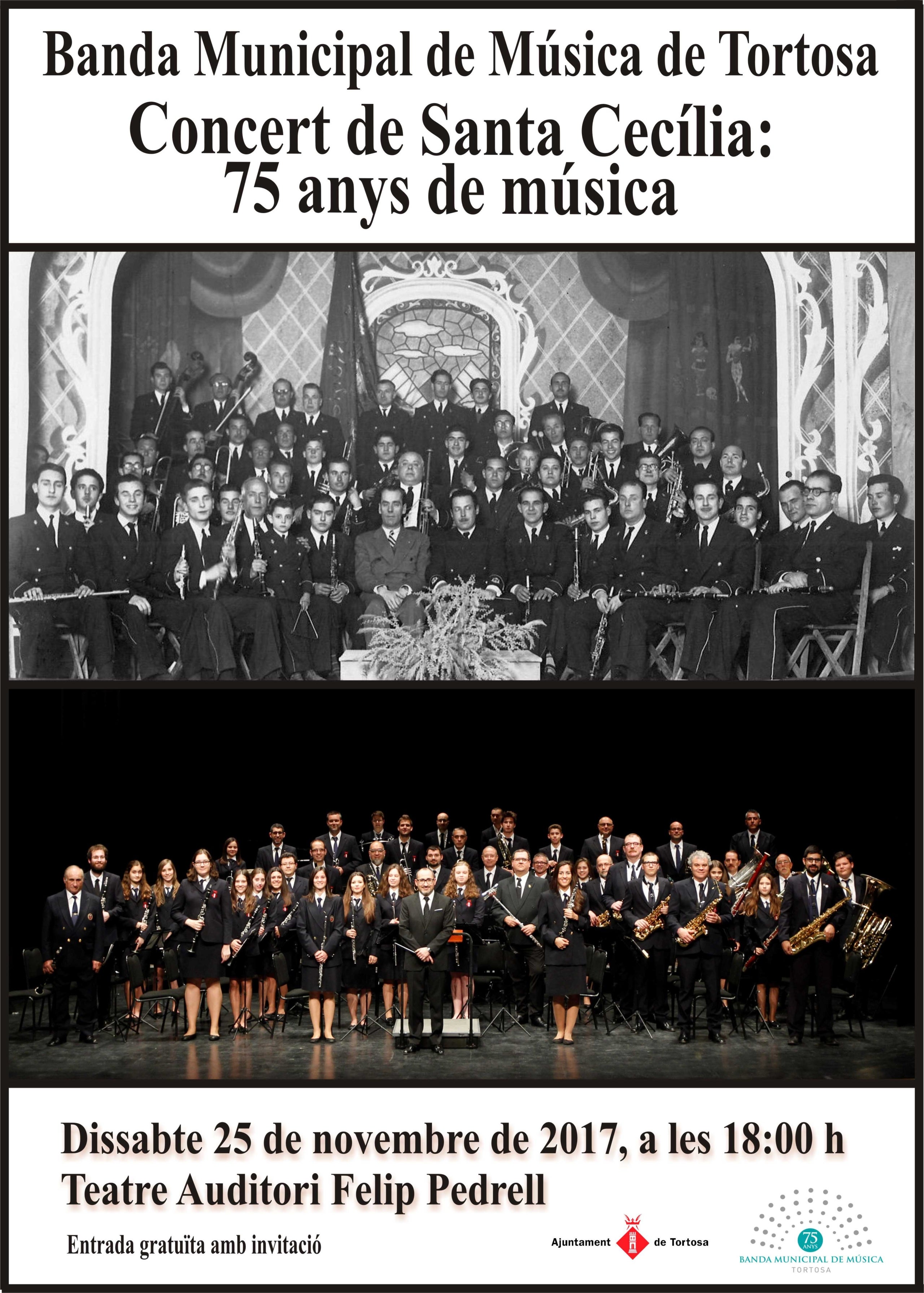 La Banda de Tortosa commemora el seu 75e aniversari en un concert per Santa Cecília