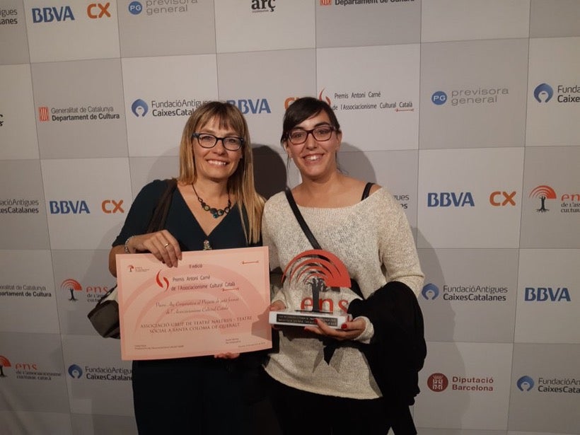 Mercè Piqué i Mercè Ballabriga en l'acte de lliurament dels II Premis Antoni Carné de l'Associacionisme Cultural Català