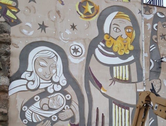 Linyola va estrenar un mural, per la celebració dels 20 anys de pessebres