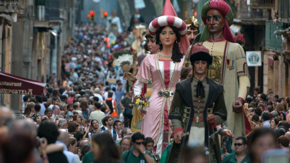 Els gegants del Pi en una edició de les Festes de la Mercè