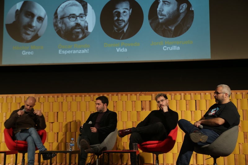 Taula rodona formada per Héctor Mora, Jordi Herreruela, Daniel Poveda i Oscar Rando.