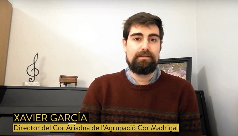 Imatge de l'entrevista a Xavier García, director del Cor Ariadna de l'Agrupació Cor Madrigal