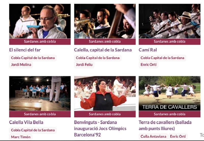 Recursos de la videoteca de la Confederació Sardanista de Catalunya