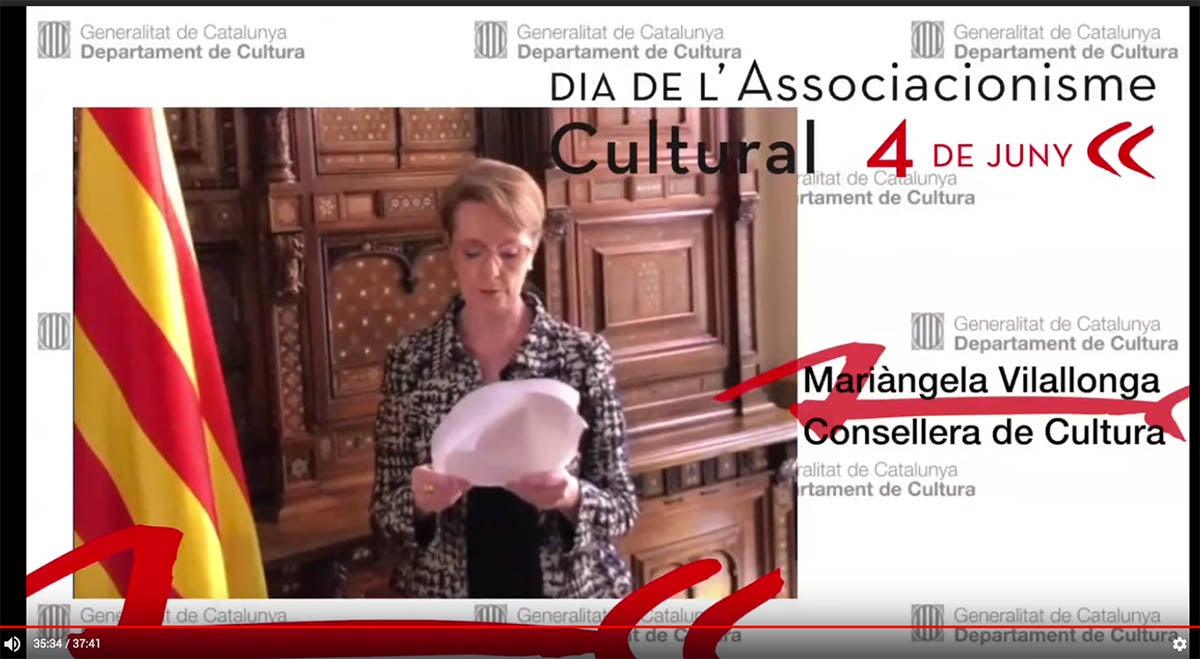 La consellera de Cultura, Maria Àngela Vilallonga, va tancar l’acte institucional recordant la vitalitat de l'associacionisme cultural.