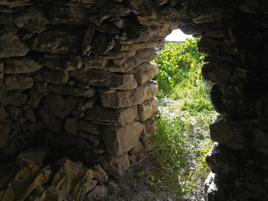 Interior d'una construcció de pedra seca