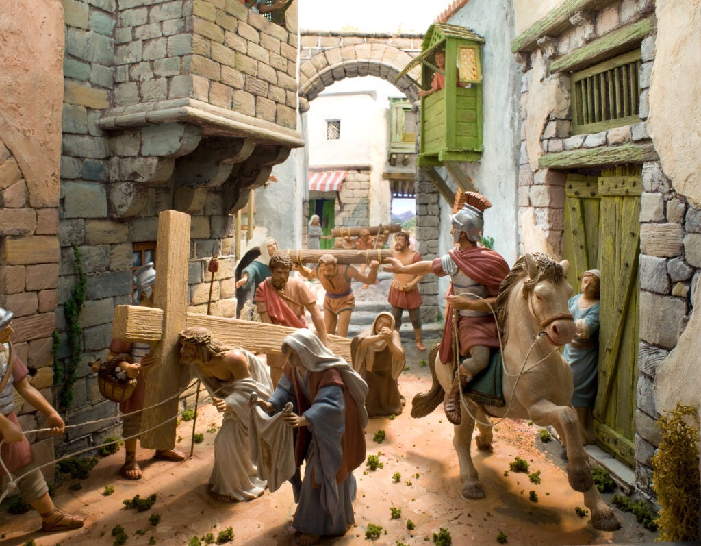 Diorami d'un calvari, obra d'Agustí Temens, de l'Associació de Pessebristes de Barcelona