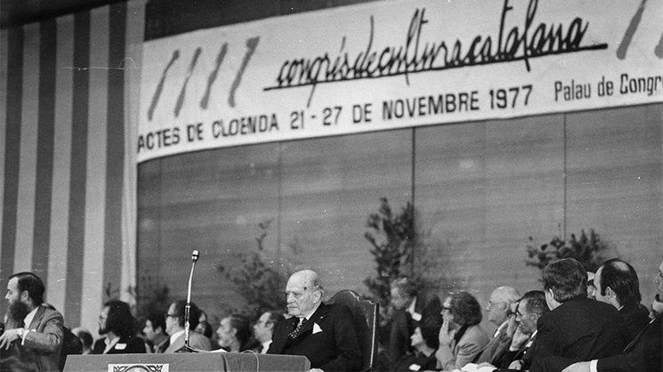 El president Tarradelles en l'acte de cloenda del Congrés