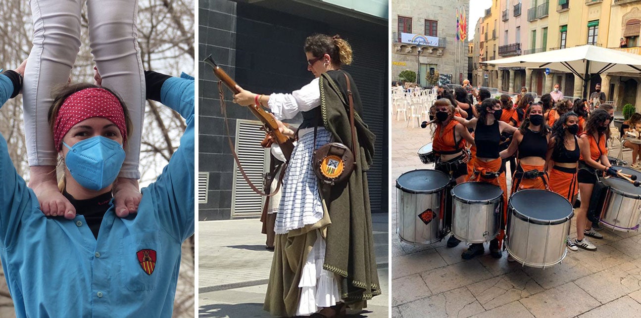 Elisabeth Arpal (Castellers de Terrassa), Maria Peña (Band Tokades) i Anna Gonzalez (Coordinadora dels Trabucaires de Catalunya)