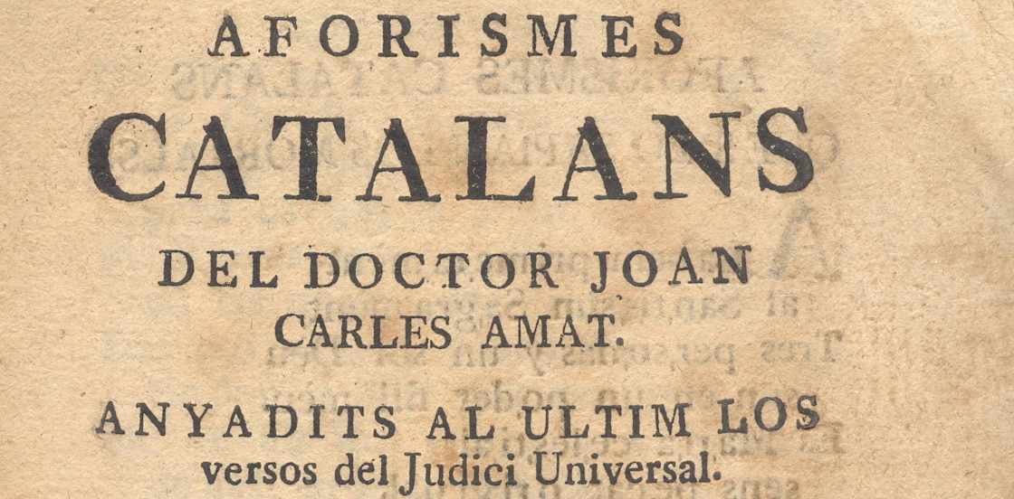 Fragment d'una edició dels 'Quatre-cens aforismes de Joan Carles i Amat' (segle XVIII)