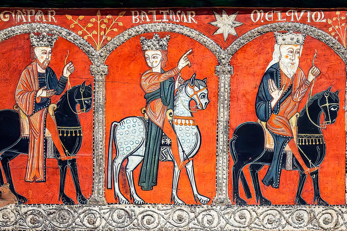 Els Reis d'Orient. Detall del frontal d'altar de Mosoll (MNAC)